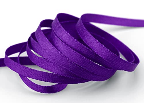 finemark 3 m x 6 mm Satinband LILA Violett (610) doppelseitiges Schleifenband aus Satin ohne Draht weich und glänzend Geschenkband Deko Band Double face Dekoband Dekorieren Kordel Basteln von finemark