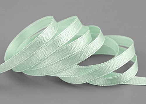 finemark 3 m x 6 mm Satinband Mint Mintgrün (036) doppelseitiges Schleifenband aus Satin ohne Draht weich und glänzend Geschenkband Deko Band Double face Dekoband Dekorieren Kordel Basteln von finemark