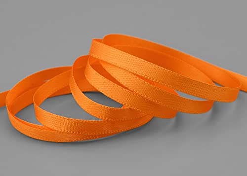 finemark 3 m x 6 mm Satinband ORANGE (620) doppelseitiges Schleifenband aus Satin ohne Draht weich und glänzend Geschenkband Deko Band Double face Dekoband Dekorieren Kordel Basteln von finemark