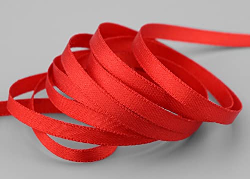 finemark 3 m x 6 mm Satinband ROT (609) doppelseitiges Schleifenband aus Satin ohne Draht weich und glänzend Geschenkband Deko Band Double face Dekoband Dekorieren Kordel Basteln von finemark