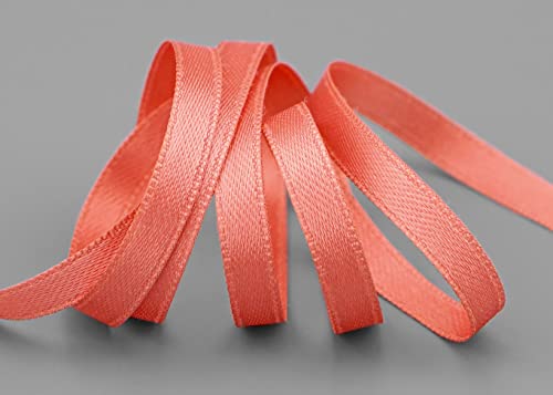 finemark 3 m x 6 mm Satinband TERRAKOTTA Koralle (508) doppelseitiges Schleifenband aus Satin ohne Draht weich und glänzend Geschenkband Deko Band Double face Dekoband Dekorieren Kordel Basteln von finemark
