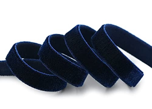 finemark 3 m x 9 mm Elastisches Samtband Dunkelblau (590) Velour extrem dehnbar einseitig Samt 20% Elasthan zum nähen von finemark
