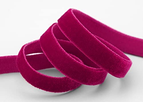 finemark 3 m x 9 mm Elastisches Samtband Weinrot (360) Velour extrem dehnbar einseitig Samt 20% Elasthan zum nähen von finemark