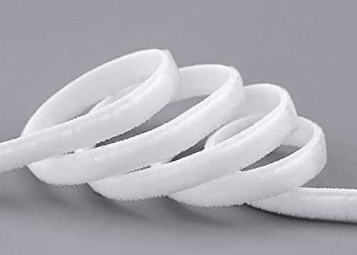 finemark 3 m x 9 mm Elastisches Samtband Weiss (401) Velour extrem dehnbar einseitig Samt 20% Elasthan zum nähen von finemark