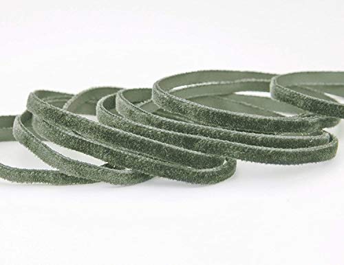 finemark 3 m x 9 mm Samtband SCHIMMELGRAU Hellgrau mit Grünstich (433 Grey) Dekoband Velour einseitig Samt festkantig Velvet Ribbon zum nähen dekorieren von finemark