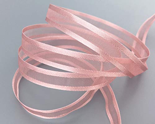 finemark 50 m x 10 mm Chiffonband mit Satin Kante Altrosa Rosa (53) Chiffon Dekoband Schleifenband Geschenkband Halbtransparent Glänzend ohne Draht Organza von finemark