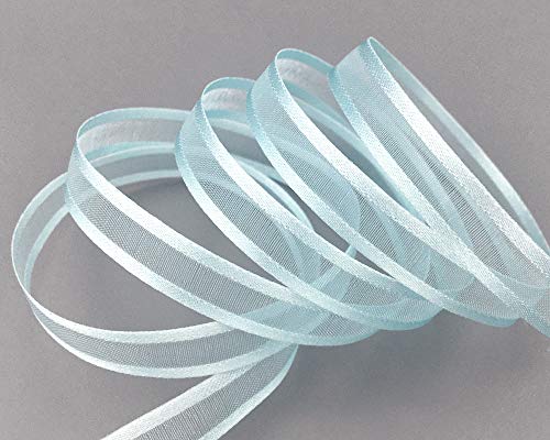 finemark 50 m x 10 mm Chiffonband mit Satin Kante HELLBLAU (71) Chiffon Dekoband Schleifenband Geschenkband Halbtransparent Glänzend ohne Draht Organza von finemark