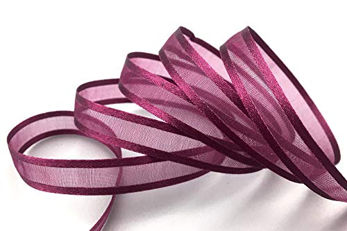 finemark 50 m x 10 mm Chiffonband mit Satin Kante WEINROT Burgund (68) Chiffon Dekoband Schleifenband Geschenkband Halbtransparent Glänzend ohne Draht Organza von finemark