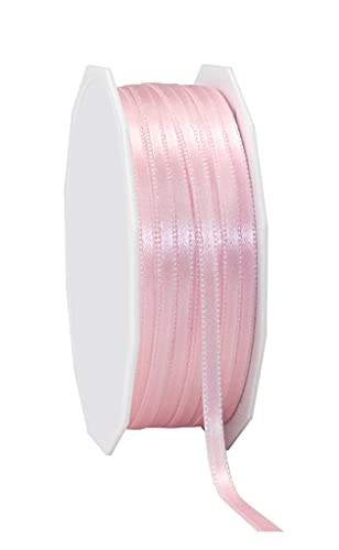 finemark 50 m x 3 mm Satinband Double Face Hellrosa doppelseitiges Schleifenband aus Satin ohne Draht weich und glänzend Geschenkband Deko Band von finemark