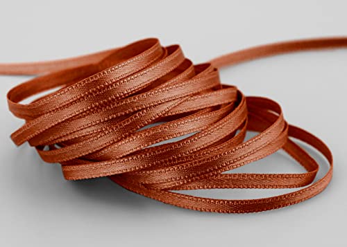 finemark 50 m x 3 mm Satinband Hellbraun Braun (623) doppelseitiges Schleifenband aus Satin ohne Draht weich und glänzend Geschenkband Deko Band Double face Dekoband Dekorieren Kordel Basteln von finemark