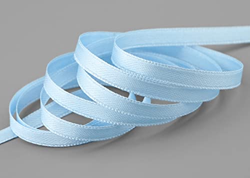 finemark 50 m x 6 mm Satinband HELLBLAU (602) doppelseitiges Schleifenband aus Satin ohne Draht weich und glänzend Geschenkband Deko Band Double face Dekoband Dekorieren Kordel Basteln von finemark