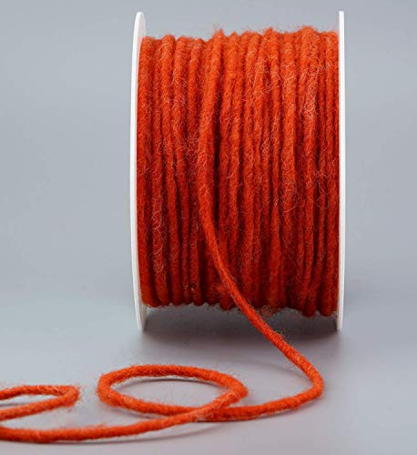 finemark 80 m x 3-4 mm Wollkordel ORANGE Wolldocht Kordel 100% Wolle Filzband Dekoband Schleifenband Geschenkband Filzkordel Wollschnur Wollband Bastelwolle von finemark