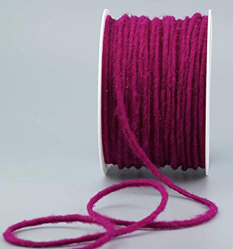 finemark 80 m x 3-4 mm Wollkordel PINK Fuchsia Wolldocht Kordel 100% Wolle Filzband Dekoband Schleifenband Geschenkband Filzkordel Wollschnur Wollband Bastelwolle von finemark