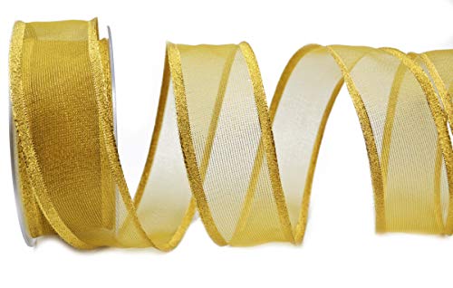finemark Dekoband Vancouver 20 m x 40 mm Gold mit Draht transparent glänzend metallic Geschenkband Schleifenband Weihnachtsband finemark Dekoband Vancouver 20 m x 40 mm Gold mit Draht transparent glänzend metallic Geschenkband Schleifenband Weihnachtsband von finemark