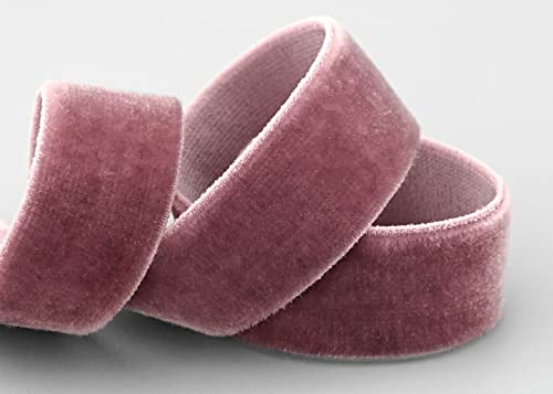 Elastisches Samtband Altrosa (263) 1 m x 16 mm METERWARE Stretch Velour extrem dehnbar einseitig Samt 20% Elasthan zum nähen von finemark
