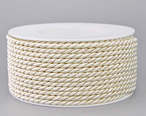 25 m x 4 mm Kordel CREME Ivory Rolle Deko Drehkordel mit Glanz Schnur gedreht Kordelband ohne Draht zum Dekorieren Basteln Annähen Dekokordel von finemark