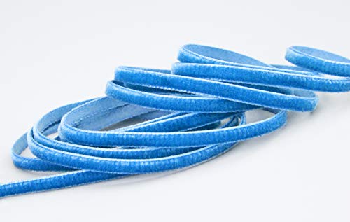 Samtband Blau Kornblau (523) 1 m x 5 mm METERWARE Dekoband Velour einseitig Samt festkantig zum nähen dekorieren von finemark