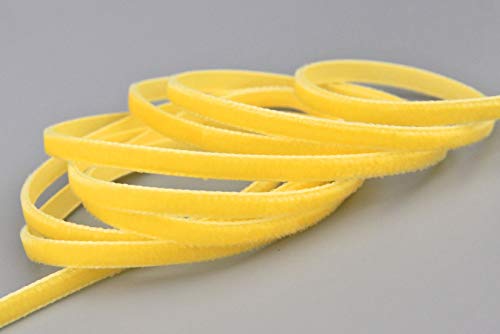 Samtband Gelb (573 yellow) 1 m x 5 mm METERWARE Dekoband Velour einseitig Samt festkantig zum nähen dekorieren von finemark