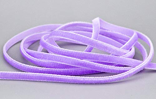 Samtband Lavendel (609) 1 m x 5 mm METERWARE Dekoband Velour Flieder einseitig Samt festkantig zum nähen dekorieren von finemark