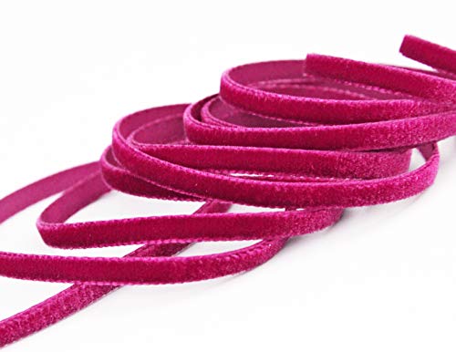 Samtband Pink (422 beauty) 1 m x 5 mm METERWARE Dekoband Velour einseitig Samt festkantig zum nähen dekorieren von finemark