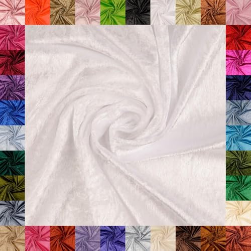 fingsi Mats Pannesamt Stoff – Coupon – edler glänzender Stretch Stoff – 145 cm breit – Dekostoff – Kostüme – Bühne – Vorhänge – Bekleidung – Möbel (02. Weiß 1,0m) von fingsi