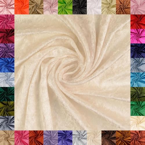 fingsi Mats Pannesamt Stoff – Coupon – edler glänzender Stretch Stoff – 145 cm breit – Dekostoff – Kostüme – Bühne – Vorhänge – Bekleidung – Möbel (03. Cremeweiß 2,0m) von fingsi
