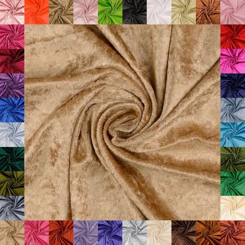 fingsi Mats Pannesamt Stoff – Coupon – edler glänzender Stretch Stoff – 145 cm breit – Dekostoff – Kostüme – Bühne – Vorhänge – Bekleidung – Möbel (06. Beige 5,0m) von fingsi