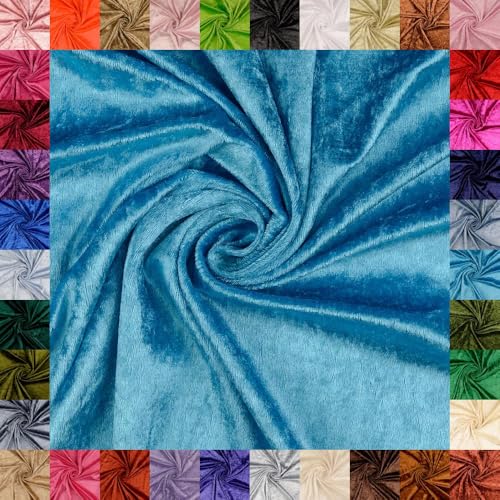 fingsi Mats Pannesamt Stoff – Coupon – edler glänzender Stretch Stoff – 145 cm breit – Dekostoff – Kostüme – Bühne – Vorhänge – Bekleidung – Möbel (11. Türkis 1,0m) von fingsi