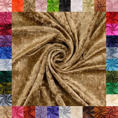 fingsi Mats Pannesamt Stoff – Coupon – edler glänzender Stretch Stoff – 145 cm breit – Dekostoff – Kostüme – Bühne – Vorhänge – Bekleidung – Möbel (15. Beige Braun 2,0m) von fingsi