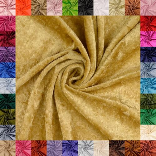 fingsi Mats Pannesamt Stoff – Coupon – edler glänzender Stretch Stoff – 145 cm breit – Dekostoff – Kostüme – Bühne – Vorhänge – Bekleidung – Möbel (21. Gold 5,0m) von fingsi