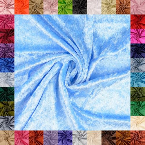 fingsi Mats Pannesamt Stoff – Coupon – edler glänzender Stretch Stoff – 145 cm breit – Dekostoff – Kostüme – Bühne – Vorhänge – Bekleidung – Möbel (24. Hellblau 1,0m) von fingsi