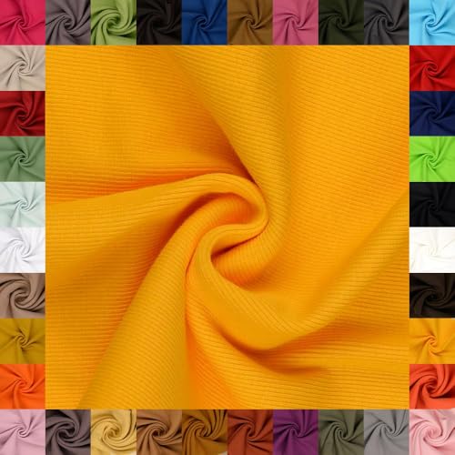 fingsi Stoffe Linus Bündchenstoff Grobstrick Schlauchware Coupon Uni - 27cm Schlauchbreite - 95% Baumwolle, 5% Elasthan (01. gelb 0,5m) von fingsi