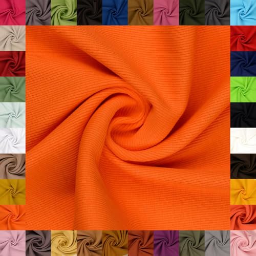 fingsi Stoffe Linus Bündchenstoff Grobstrick Schlauchware Coupon Uni - 27cm Schlauchbreite - 95% Baumwolle, 5% Elasthan (02. orange 0,5m) von fingsi