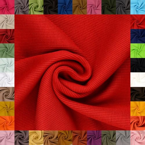 fingsi Stoffe Linus Bündchenstoff Grobstrick Schlauchware Coupon Uni - 27cm Schlauchbreite - 95% Baumwolle, 5% Elasthan (04. rot 0,5m) von fingsi