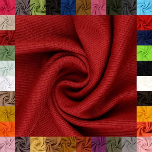 fingsi Stoffe Linus Bündchenstoff Grobstrick Schlauchware Coupon Uni - 27cm Schlauchbreite - 95% Baumwolle, 5% Elasthan (05. Bordeaux 0,5m) von fingsi