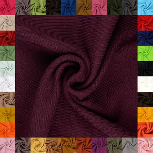 fingsi Stoffe Linus Bündchenstoff Grobstrick Schlauchware Coupon Uni - 27cm Schlauchbreite - 95% Baumwolle, 5% Elasthan (06. Brombeer 0,5m) von fingsi