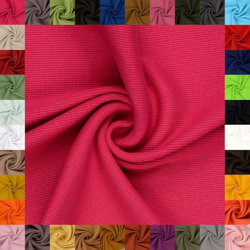fingsi Stoffe Linus Bündchenstoff Grobstrick Schlauchware Coupon Uni - 27cm Schlauchbreite - 95% Baumwolle, 5% Elasthan (07. Pink 0,5m) von fingsi