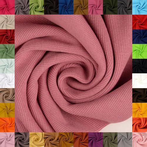 fingsi Stoffe Linus Bündchenstoff Grobstrick Schlauchware Coupon Uni - 27cm Schlauchbreite - 95% Baumwolle, 5% Elasthan (10. Altrosa 0,5m) von fingsi