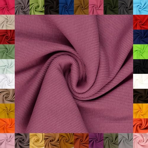 fingsi Stoffe Linus Bündchenstoff Grobstrick Schlauchware Coupon Uni - 27cm Schlauchbreite - 95% Baumwolle, 5% Elasthan (12. Dunkelrosa 1,0m) von fingsi