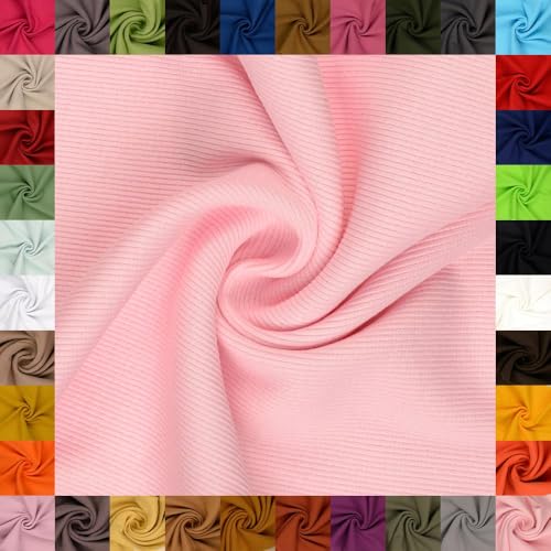 fingsi Stoffe Linus Bündchenstoff Grobstrick Schlauchware Coupon Uni - 27cm Schlauchbreite - 95% Baumwolle, 5% Elasthan (13. Hellrosa 0,5m) von fingsi