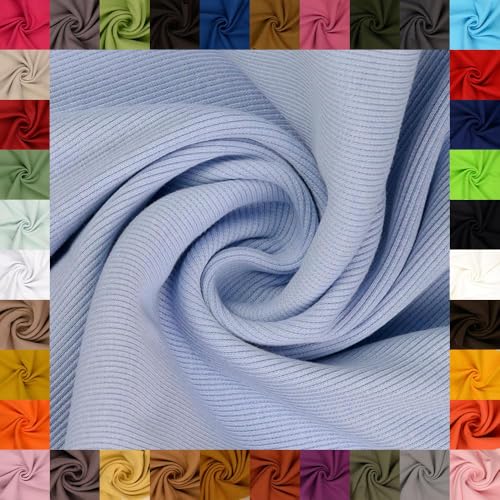 fingsi Stoffe Linus Bündchenstoff Grobstrick Schlauchware Coupon Uni - 27cm Schlauchbreite - 95% Baumwolle, 5% Elasthan (16. Hellblau 0,5m) von fingsi