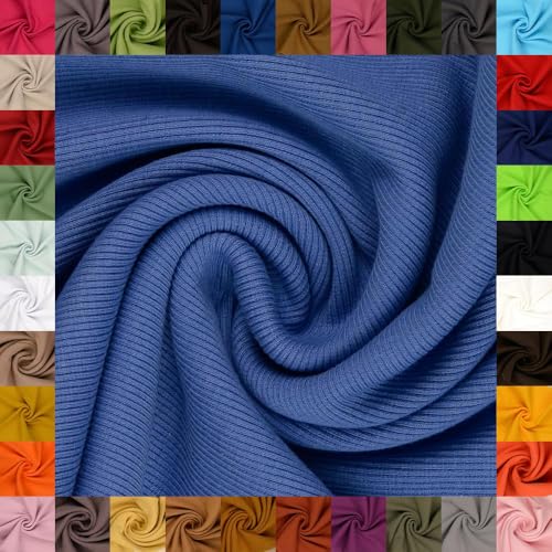 fingsi Stoffe Linus Bündchenstoff Grobstrick Schlauchware Coupon Uni - 27cm Schlauchbreite - 95% Baumwolle, 5% Elasthan (17. Rauchblau 0,5m) von fingsi