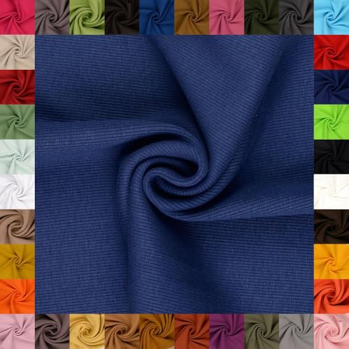 fingsi Stoffe Linus Bündchenstoff Grobstrick Schlauchware Coupon Uni - 27cm Schlauchbreite - 95% Baumwolle, 5% Elasthan (19. Jeansblau 0,5m) von fingsi
