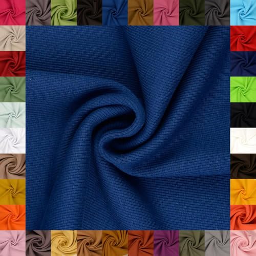 fingsi Stoffe Linus Bündchenstoff Grobstrick Schlauchware Coupon Uni - 27cm Schlauchbreite - 95% Baumwolle, 5% Elasthan (20. Denimblau 1,0m) von fingsi
