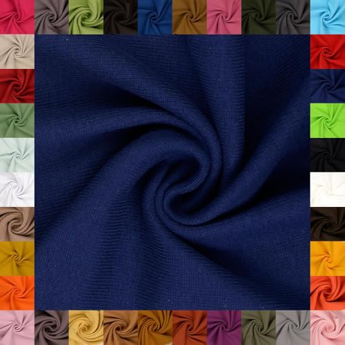 fingsi Stoffe Linus Bündchenstoff Grobstrick Schlauchware Coupon Uni - 27cm Schlauchbreite - 95% Baumwolle, 5% Elasthan (21. Navy 0,5m) von fingsi