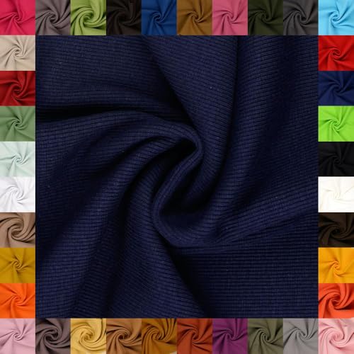 fingsi Stoffe Linus Bündchenstoff Grobstrick Schlauchware Coupon Uni - 27cm Schlauchbreite - 95% Baumwolle, 5% Elasthan (22. Dunkelblau 1,0m) von fingsi