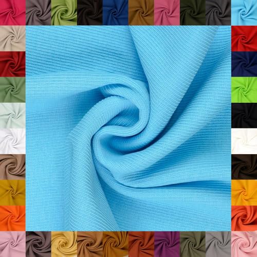 fingsi Stoffe Linus Bündchenstoff Grobstrick Schlauchware Coupon Uni - 27cm Schlauchbreite - 95% Baumwolle, 5% Elasthan (23. Türkis 0,5m) von fingsi
