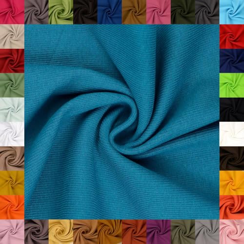 fingsi Stoffe Linus Bündchenstoff Grobstrick Schlauchware Coupon Uni - 27cm Schlauchbreite - 95% Baumwolle, 5% Elasthan (28. Petrol 1,0m) von fingsi