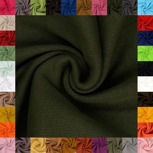 fingsi Stoffe Linus Bündchenstoff Grobstrick Schlauchware Coupon Uni - 27cm Schlauchbreite - 95% Baumwolle, 5% Elasthan (32. Tanne 0,5m) von fingsi