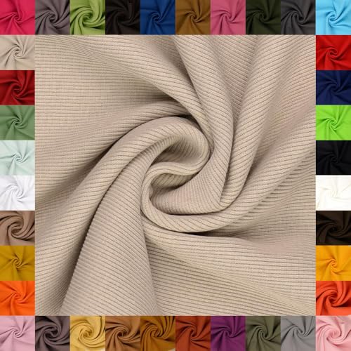 fingsi Stoffe Linus Bündchenstoff Grobstrick Schlauchware Coupon Uni - 27cm Schlauchbreite - 95% Baumwolle, 5% Elasthan (33. Beige 0,5m) von fingsi